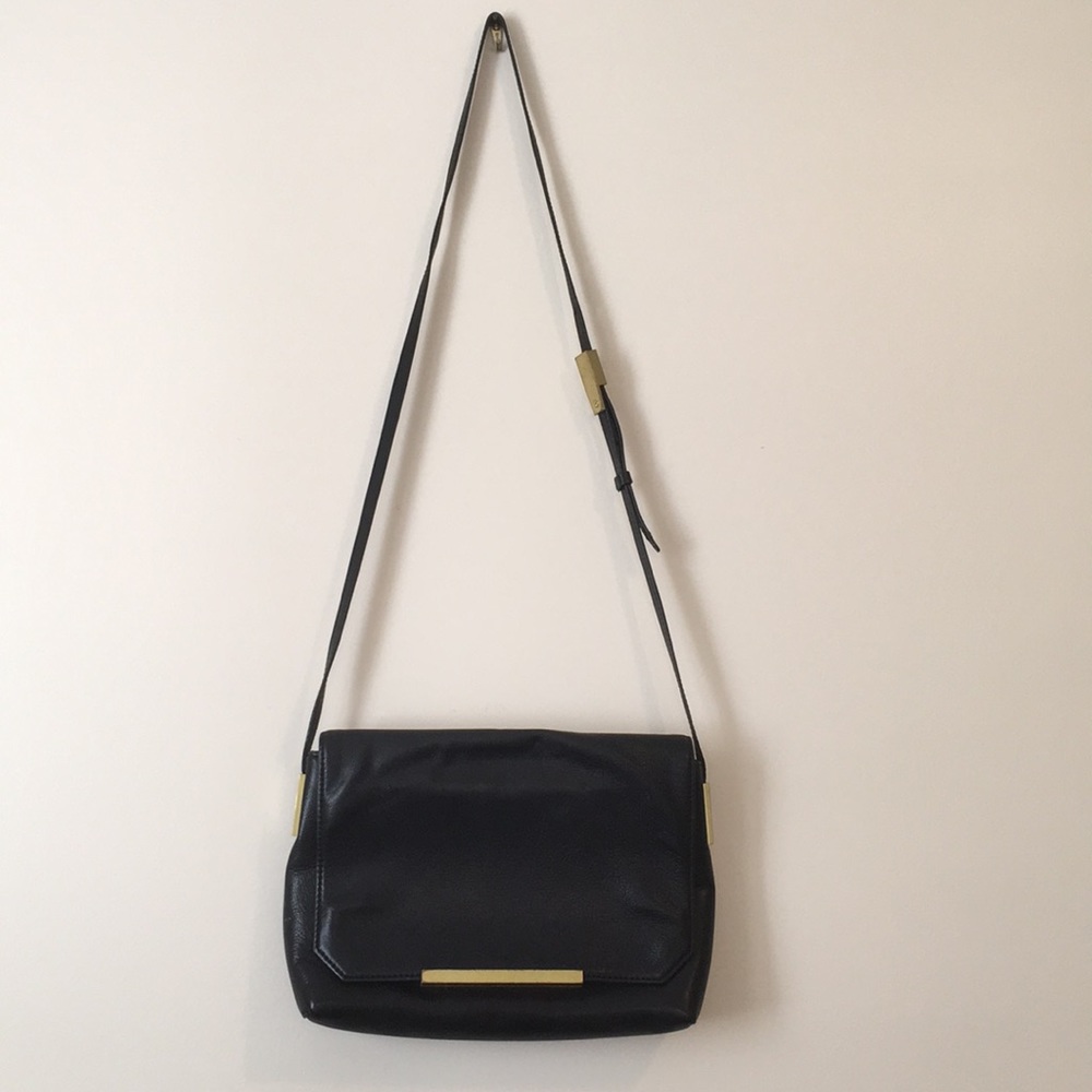 J Crew Black Leather Crossbody Purse